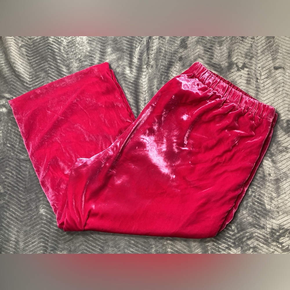 J.Crew Woman Peyton Velvet Pull On Wide Leg Pants Hot Pink 24